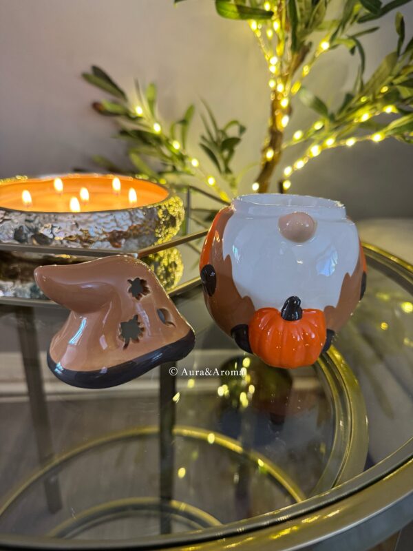 Autumn Gnome Wax Burner – Cozy Ceramic Pumpkin Candle & Wax Melt Warmer | Fall Home Décor, Halloween Accent, and Aromatherapy Gift Idea 🎃🕯️ - Image 3