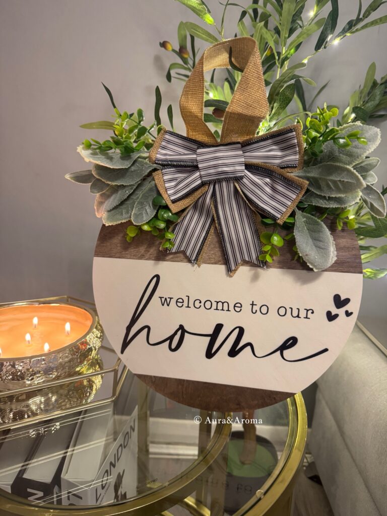 Welcome to our home wooden door sign
