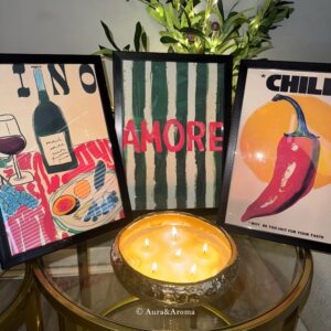 Italian inspired framed wall art set size A4 perfect gift house present Christmas birthday