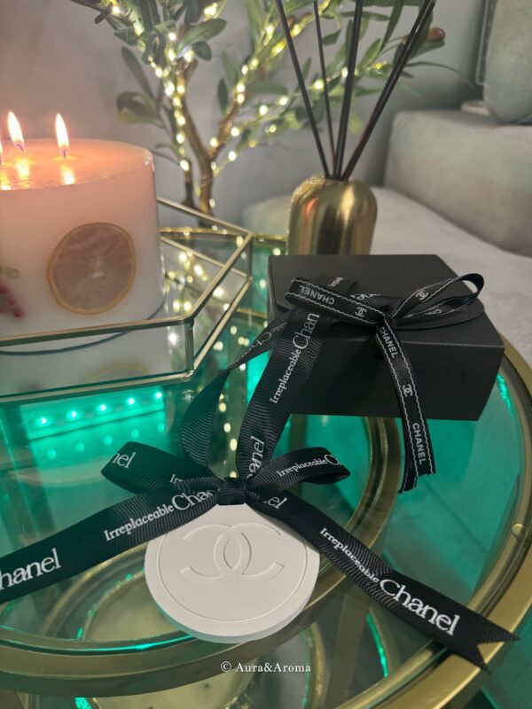 Chanel inspired car and home hanging air freshener perfect gift present anniversary and birthday - black ribbon - Image 5